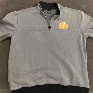Colosseum Gray Black Zip-Up Sweater with Yellow Logo Patch